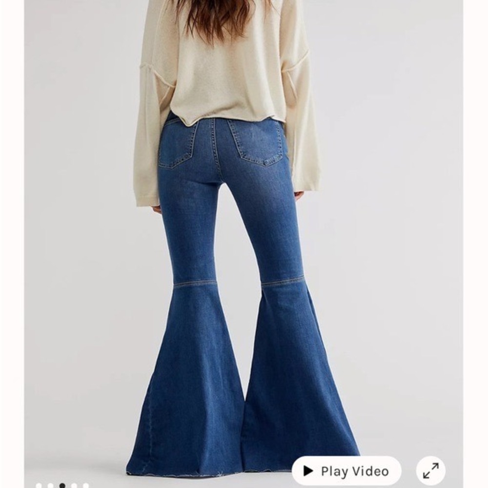 Free People Just Float On‎ Flare Jeans Blue High Rise Bell Bottom OB589583